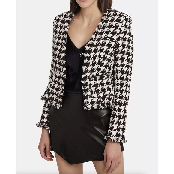 L'AGENCE Adette Houndstooth Tweed Blazer Jacket Black White Sz 6 NWT $675 {3V11} - Picture 5 of 6